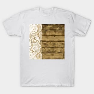 Western Country Barn Wood and Lace T-Shirt